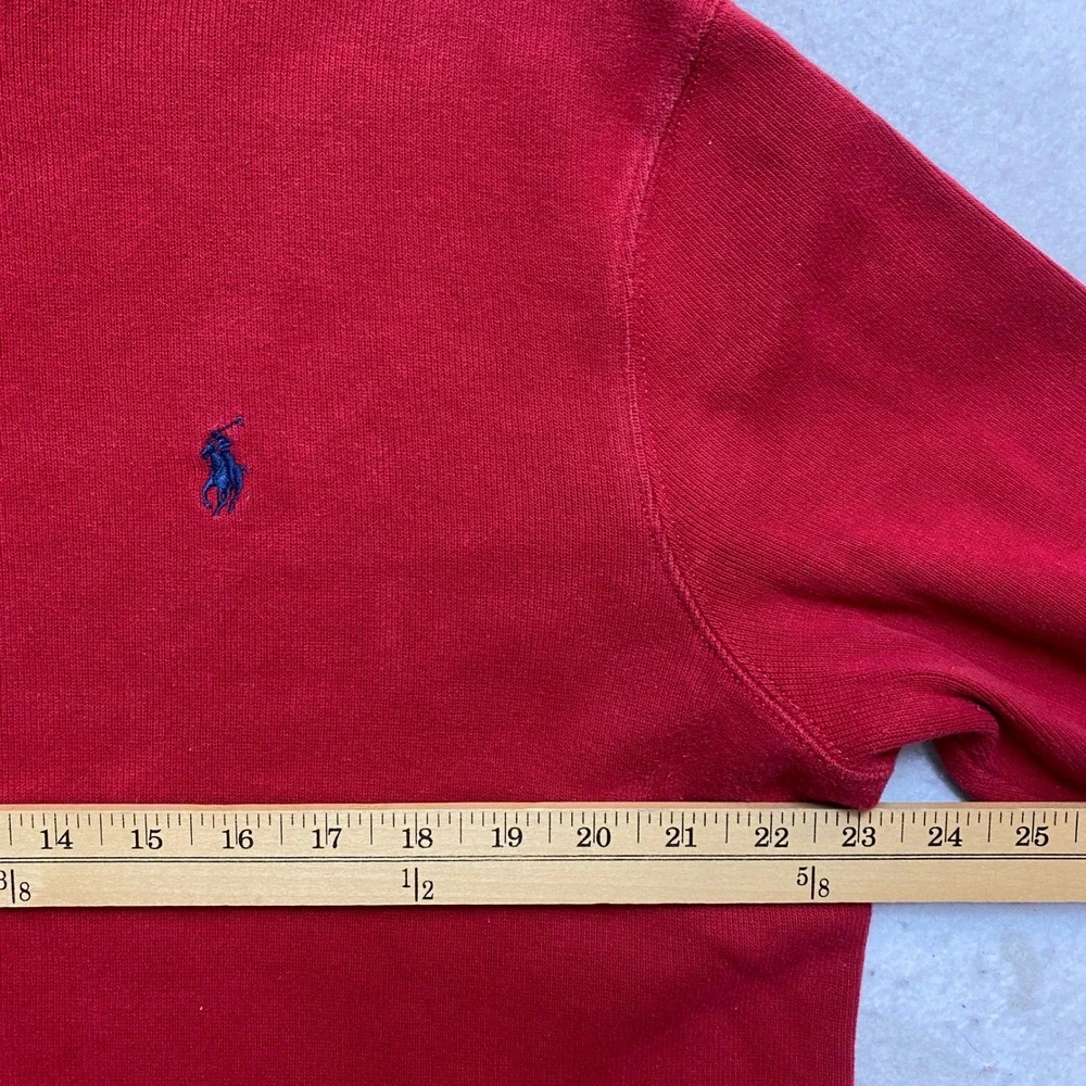 Polo Ralph Lauren Sweater Mens L Red Quarter Zip Embroidered Pony Pullover